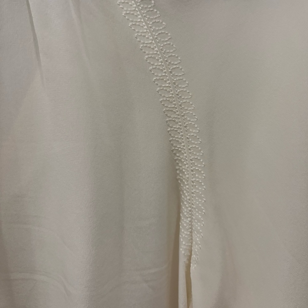 JCrew V-neck top embroidery cream color long sleeve pure silk pullover size sm - Picture 9 of 11